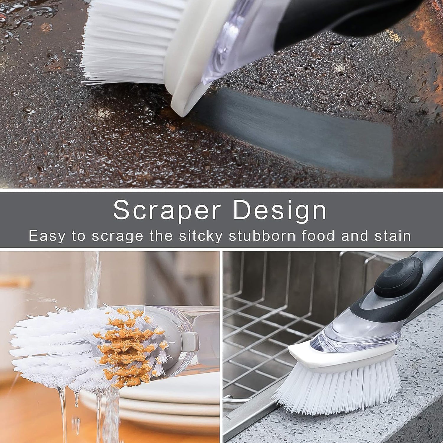 Dish Scrubber with Soap Dispenser, Soap Dispensing Dish Brush Set (1 Set) Dish Scrubber with Soap Dispenser, Soap Dispensing Dish Brush Set (1 Set)